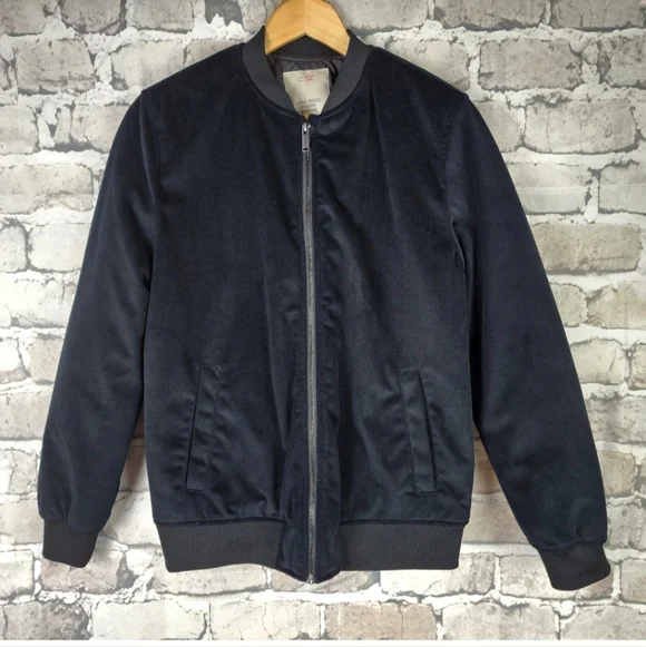 Zara Boy Velveteen Zip Front Bomber Jacket Black Size 13/14 - Picture 3 of 10